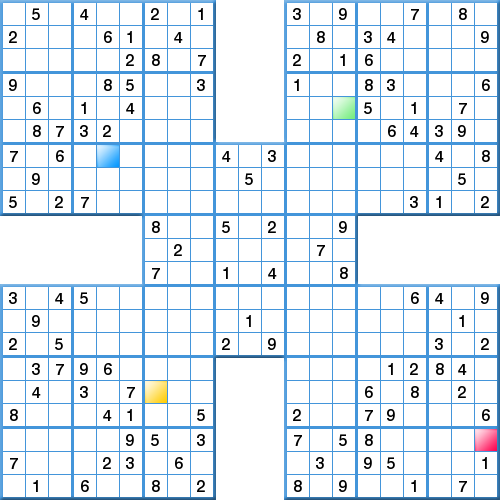 Prize Samurai Sudoku - Competition - Very hard