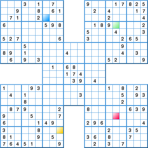 Prize Samurai Sudoku - Competition - Very hard